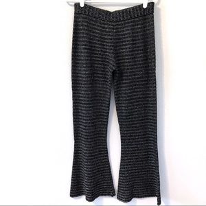 ZARA KNIT BLCK/SILVER METALLIC STRIPED FLARE PANTS